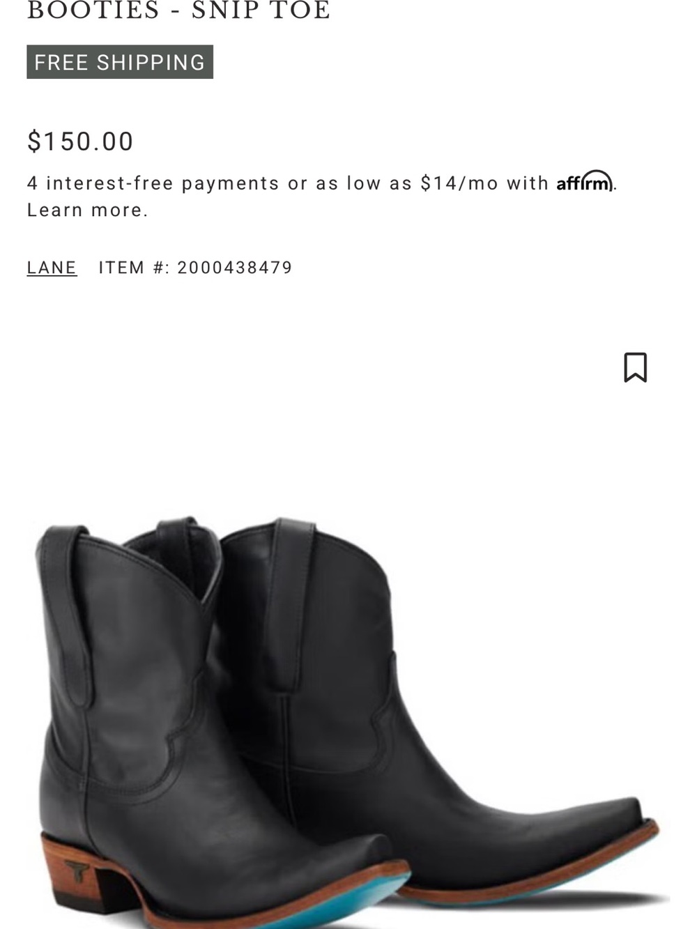 Lane- Women's Black Short Western Ankle Boots - Picture 3 of 6